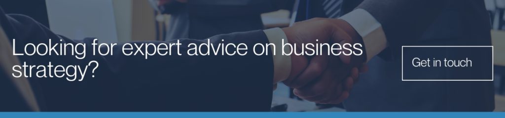 A CTA image encouraging readers to get expert advice on business strategy