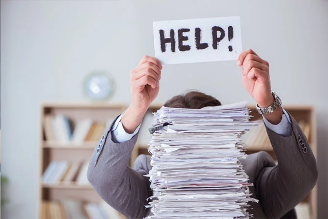 Man holding help sign