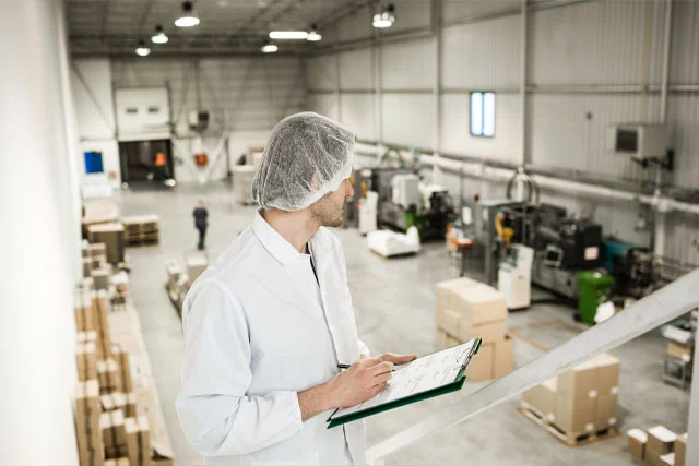 Man with a clipboard doing checks