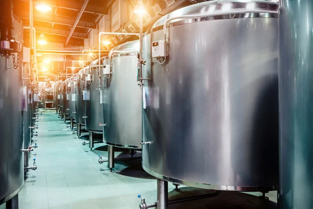 Row of water containers