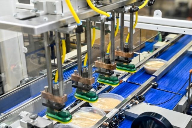 An end of automation factory line packing food