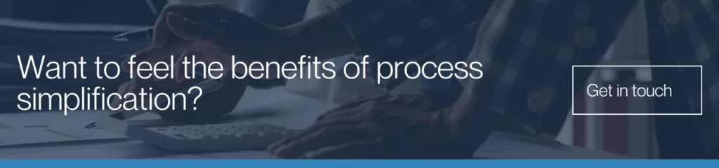 An image reading 'want to feel the benefits of business simplification'